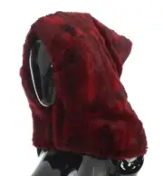 Dolce&Gabbana Women Red Hooded Scarf 100% Hamster Fur Thermal Wrap Hat One Size