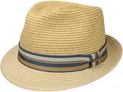[Stetson] Licano Toyo Trilby Straw Hat for Men, Made of 100% Toyo Straw, Hat with UV Protection Factor 40+, Sun Hat with Grosgrain Ribbon, Two-Tone, Brim (approx. 4.5 cm), Fedora Spring/Summer