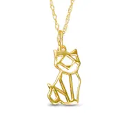 Geometric Cat Pendant in 14K Gold