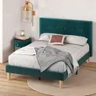 Zinus Omkaram Fabric Bed Frame Double Velvet Dark Green Base Platform 5 Yrs Wty