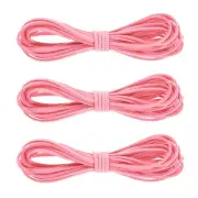 3Pcs Faux Suede Leather String, 4.4 Yards 3mm Flat Suede Cord, Pink