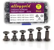 90 Sets Black Chicago Screw Leather Assorted M5*4.5.6.8.10.12mm, Gun black