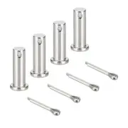 4Pcs M10x30mm Clevis Pins, Single Hole Flat Head Hitch with Cotter Pins, Silver