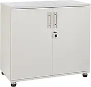 MMT Storage Cupboard, Storage Cabinet, File Cabinet for Office Documents, Garage Tools, Utility, White Wood, Lockable, 31.5" Long