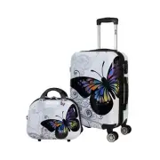 World Traveler Butterfly Polycarbonate Hardside Expandable Spinner Luggage wi...