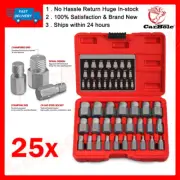 25Pcs Screw Extractor Set Hex Head Multi-Spline Easy Out Bolt Extractor Tool AU