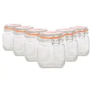 Argon Tableware Square Glass Jars with Clip-Top Lids - 760ml - Pack of 6