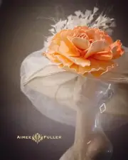 Kentucky Derby Hat Orange Peach Rose Hat Off White Huge Royal Ascot Hat Del Mar