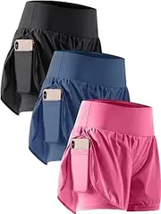 [Cadmus] 2 in 1 Women's Workout Shorts for Athletic Gym Running Shorts with Phone Pockets