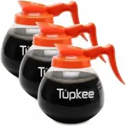 Coffee Pot Decanter Carafe Commercial Replacement- 3 PACK - ORANGE - 12 Cup 64oz