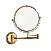 8 Inch Wall Mounted Brass Cosmetic Mirror With 3x Magnification (gold)