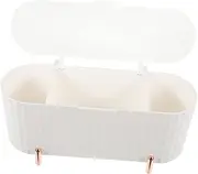 iplusmile Lidded Cotton Swab Box Compartment Organizer for Makeup Accessories Cover Storage Bin for Cotton Balls and Rounds and Easy to Clean Design Space Saving