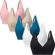 [Suekaphin] 5pack Nursing Bra Maternity Bra Breastfeeding Sleeping/Sleep Bra Pregnancy Women's Wirefree Bralette Upgraded