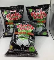 Charms Halloween Fluffy Stuff Spider Web Cotton Candy Sour Apples 2.1 OZ 3 Pack