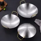 Round Bottom Saucepan Stainless Steel Wok Durable Dry Pots Picnic