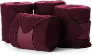 Equinavia Luna 9' Fleece Polo Wraps, Set of 4 Horse Leg Bandages | Storage Bag Included - Wine Red - One Size
