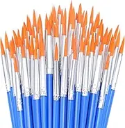 50Pcs Round Paint Brushes Bulk, Anezus Small Paint Brushes Classroom Brushes Set for Kids Model Canvas Painting Face Acrylic Watercolor Oil and Crafts