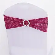 Chair Sashes,Reception Décor, 10Pcs Chair Sashes Elegant Sequins Polyester Elastic Bow-Shaped Chair Ribbons Wedding Red (Color : Rose Red)