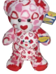 Build a Bear Pink Red Hearts 2013 Teddy 17in and 7in Buddies 2014 Plush Animals