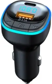 Bluetooth 5.0 FM Transmitter for Car, Hands Free Calling, Built-in Over-Current