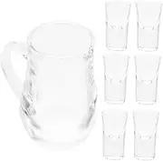 Generic 1 Set Elegant Glass Wine Decanter Set with Bullet Cups Portable Reusable Whiskey Decanter for Home Parties and Smooth Touch and Creative Design