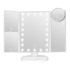 White Tri-Fold Lighted Makeup Mirror, 22 LED Vanity Mirror with 1X/2X/3X/10X Mag
