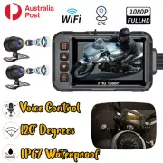Motrocyle Dashcam 1080P GPS DVR Dual Cam Video Recorder Voice Control WIFI 120°