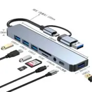 8-in-1 USB-C & Dock Hub Adapter Type-C Hub For MacBook Pro Air iPad Pro Laptop