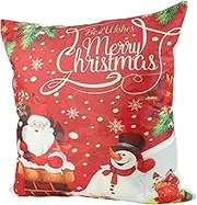 WESIEVYA Christmas Elements Pillow 45x45cm Linen Sofa Cushion Xmas Throw Pillow for Home Decor with Pillow Core
