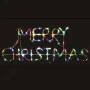 Solar Merry Christmas Multi colour LED Tube Rope Light Xmas Outdoor Motif Sign