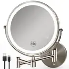 GREENFROM Magnifying Mirror with Lights 1x/15x 8.5" Double Sided Wall Mounted...