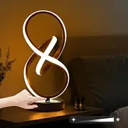 SUCIKORIO LED Bedside Lamp Touch Control Dimmable, Spiral LED Table Lamp Modern 12W Black Bedside Night Light Warm White 3000K Adjustable Brightness 10%-100% for Bedroom Living Room