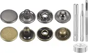 uxcell 24Set Leather Snaps Fasteners Kit 12.5mm Brass Press-Stud Cap Button Metal Snap Buttons with 4 Install Tools for Coats Bags Leathers Marine Boat Canvas, Gun/Bronze