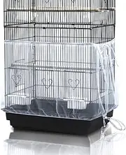 ASOCEA Bird Cage Seed Catcher Adjustable Bird Cage Cover Soft Nylon Mesh Skirt Bird Seed Catcher Parrot Birdcage Net for Parakeet Macaw African 78.7in Round Square Cage-White