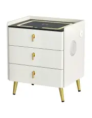 [Artiss] Bedside Table Wireless Charging in White