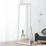 165x60cm Decorative Full Length Mirror with Plaster Accents - Freestanding or Wall Mounted for Bedroom, Entryway & Living Room Styling (Antique White)