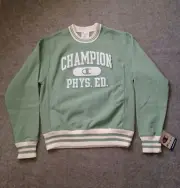 Champion Reverse Weave Sweatshirt Mens S Green Graphic Print PHYS ED Ringer NWT
