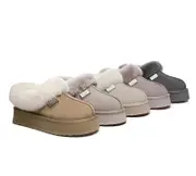 UGG EVERAU® UGG Slippers Women Sheepskin Wool Collar Ankle Platform Gabri - Grey / AU Ladies 9 / AU Men 7 / EU 40