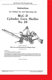 IH McCormick-Deering No. 20 Corn Cylinder Sheller Owner's Manual w/ Parts List