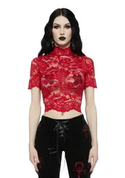 [Widow] Ominous Trance Lace Top - Red