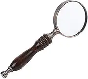 AIMALL Classic Handheld Magnifying Glass with 10X Magnification Metal Frame Ebony Handle Retro Design 8.27 x 2.76 Inches for Reading
