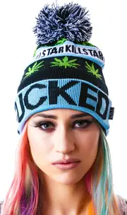 [Killstar] Fucked/Wasted Pom Pom Beanie