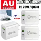 20W Dual USB Type-C Wall Adapter Fast Charger Power For iPhone Android iPad AU