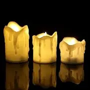 BrightDaily Flameless LED Candle Set of 3 Dripping Wax Electric Candles Set,Warm White Flickering Battery Operated for Windows,Table,Thanksgiving,Christmas,Wedding,Party Decor- Measure 2.3", 3", 4"H