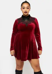 [Punk Rave] Plus Wine Goth Dark Night Vines Dress