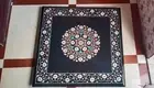 30" Square Black Marble Coffee Table Semi Precious Gemstone Inlay Bar Countertop