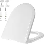 Kinsinder U Shape White Toilet Seat, Soft Close Toilet Seat with Quick Release for Easy Clean, Simple Top Fixing, Standard Toilet Seats White with Adjustable Hinges