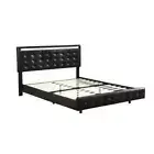 Floating Bed Frame With Headboard Led Lights Mattress Base