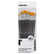 Reeves Gold Taklong LH Flat Round Angle & Fan Paint Brushes Painting Set