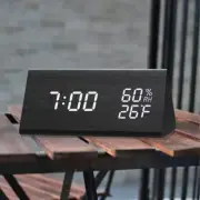 Electronic Wooden LED Display Digital Alarm Clock With Temperature & Humidity